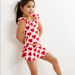 Hanna Andersson Tankini Set Skirted Bottom Sweetheart Print 18-24 Months NWT
